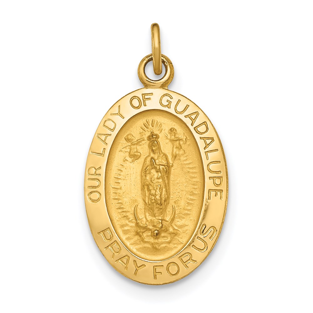 XR1249.jpg 14k Polished and Satin Solid Our Lady of Guadalupe Medal Oval Pendant - Image 1