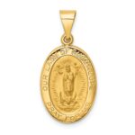 14k Polished and Satin Hollow Our Lady of Guadalupe Medal Oval Pendant