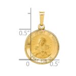 14k Polished and Satin Hollow Sacred Heart of Mary Medal Round Pendant - Image 4