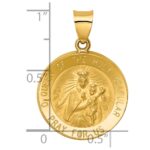 14K Polished and Satin Hollow Queen Of The Holy Scapular Medal Reversible Round Pendant - Image 4