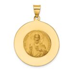 14K Polished and Satin Hollow Large Queen Of The Holy Scapular Medal Reversible Round Pendant - Image 3