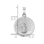 14k White Gold Polished and Satin Hollow Miraculous Medal Round Pendant - Image 3