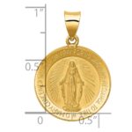 14k Polished and Satin Hollow Miraculous Medal Round Pendant - Image 4