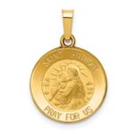 14k Polished and Satin Hollow St. Anthony Medal Pendant