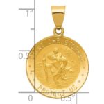 14k Polished and Satin Hollow St. Christopher Medal Round Pendant - Image 3