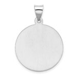 14k White Gold Polished and Satin Hollow Saint Christopher Medal Round Pendant - Image 4