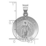 14k White Gold Polished and Satin Hollow St Florian Medal Round Pendant - Image 3