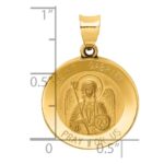 14k Polished and Satin Hollow St Gabriel Medal Round Pendant - Image 4