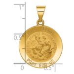 14k Polished and Satin Hollow Saint George Medal Round Pendant - Image 3