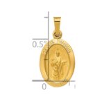 14k Polished and Satin Hollow St Jude Thaddeus Medal Oval Pendant - Image 3