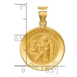 14k Polished and Satin Hollow St Luke Medal Round Pendant - Image 3