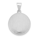 14k White Gold Polished and Satin Hollow St Matthew Medal Round Pendant - Image 4