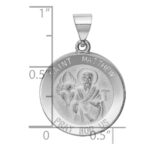 14k White Gold Polished and Satin Hollow St Matthew Medal Round Pendant - Image 3