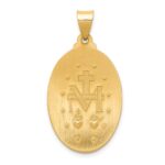 14k Polished and Satin Hollow Miraculous Medal Oval Pendant - Image 4