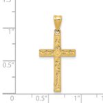 14k Etched Floral Cross Pendant - Image 3