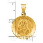 14k Polished and Satin Hollow Saint Peter Medal Round Pendant - Image 3