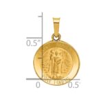 14k Polished and Satin Hollow St Raphael Medal Round Pendant - Image 3