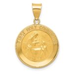 14k Polished and Satin Hollow FIRST HOLY COMMUNION Medal Round Pendant