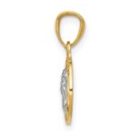 14K and White Rhodium Diamond-cut Cherub in Circle Pendant - Image 2