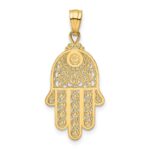 14k Hamsa Hand of God Filigree Pendant - Image 4