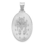 14k White Gold Polished and Satin Hollow Miraculous Medal Oval Pendant - Image 3