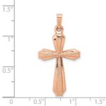 14K Rose Gold Textured And Polished Passion Cross Pendant - Image 3