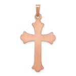 14K Rose Gold and White Rhodium Fleur de Lis Cross Pendant - Image 4