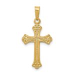 14k Polished Fleur de lis Cross Pendant