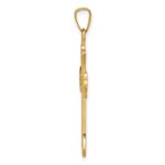 14k Textured and Polished Fleur de lis Cross Pendant - Image 2