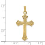 14k Textured and Polished Fleur de lis Cross Pendant - Image 3