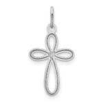 14k White Gold Polished Small Ribbon Cross Pendant - Image 4