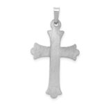 14K White Gold Textured and Polished Fleur de lis Cross Pendant - Image 4