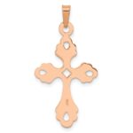 14K Rose Gold Polished Fleur De Lis Cross Pendant - Image 3