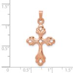14K Rose Gold Polished Fleur De Lis Cross Pendant - Image 4