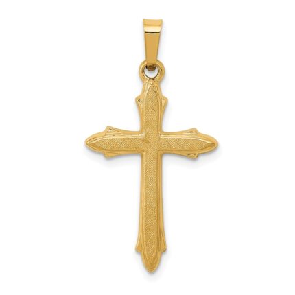 14k Textured and Polished Passion Cross Pendant