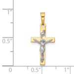 14K and White Rhodium Polished Inri Crucifix Pendant - Image 4