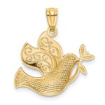 14k and White Rhodium Dove with Olive Brance Pendant - Image 3