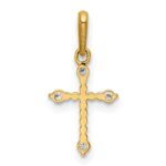 14k Polished Beaded CZ Cross Charm - Image 3