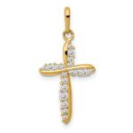 14k Polished CZ Cross Charm