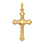 14k Polished Fleur de Lis Cross Pendant