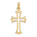14k Polished Cut-out Fleur de Lis Cross Pendant