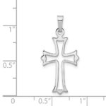 14k White Gold Polished Cut-out Fleur de Lis Cross Pendant - Image 4