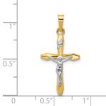 14k Two-tone Polished INRI Crucifix Pendant - Image 4