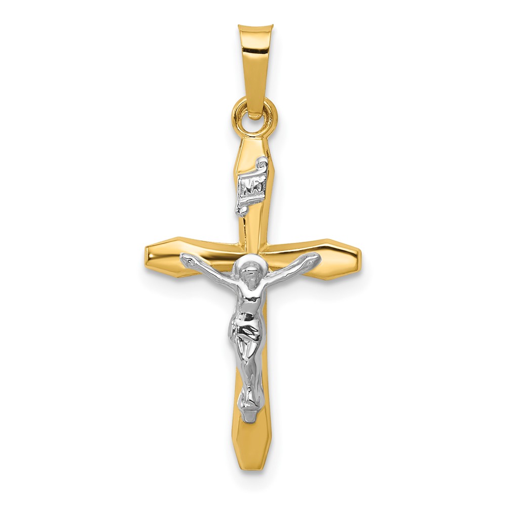 XR1627.jpg 14k Two-tone Polished INRI Crucifix Pendant - Image 1