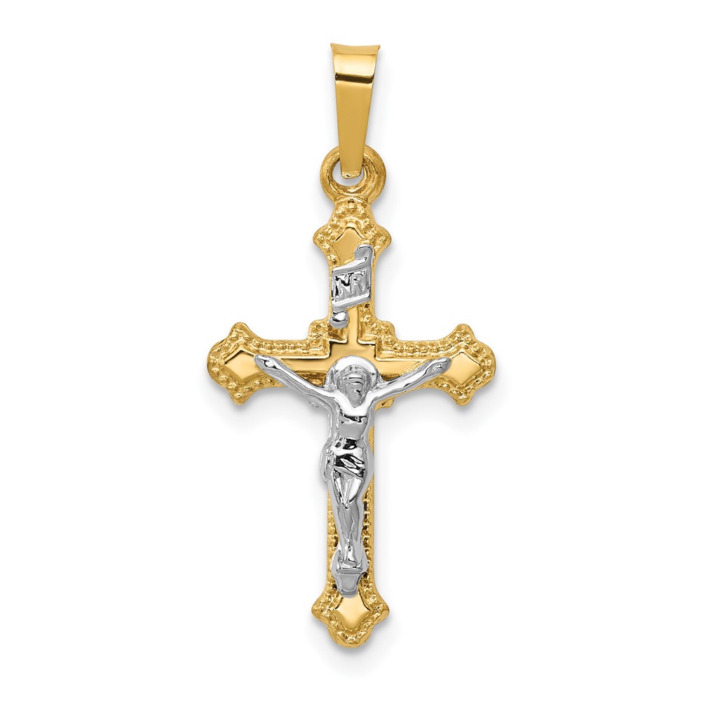 XR1628.jpg 14k Two-tone Polished INRI Crucifix Pendant - Image 1