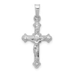14k White Gold Polished INRI Crucifix Pendant