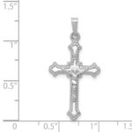 14k White Gold Polished INRI Crucifix Pendant - Image 4