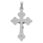 14k White Gold Polished Fleur de Lis Crucifix Pendant - Image 3
