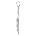 14k White Gold Polished INRI Crucifix Pendant - Image 2