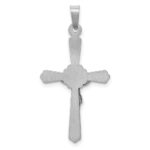 14k White Gold Polished INRI Crucifix Pendant - Image 3